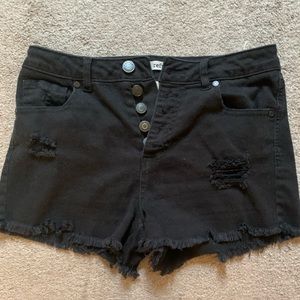 Black jean shorts
